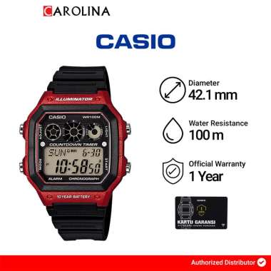 Jam Tangan Pria Casio General AE-1300WH-4A Digital Dial Stainless Steel Strap