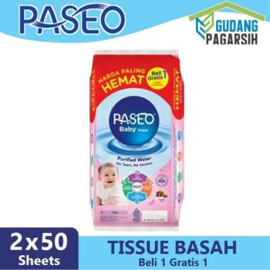 [BUY 1 GET 1] - Paseo Baby Wipes With Jojoba Oil 50 Sheets