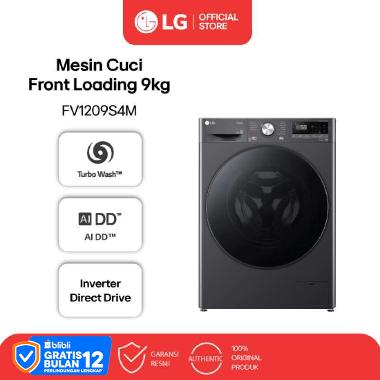 LG Mesin Cuci Front Load Inverter 9kg - Touch Screen - Model FV1209S4M