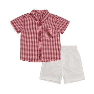TORIO Smart Casual Set Red - Baju Setelan Anak Laki-Laki 18-24 bulan