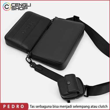 PM036 TAS SELEMPANG PRIA PEDRO SLING BAG ORIGINAL HITAM