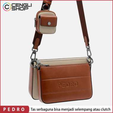 PM037 TAS SELEMPANG PRIA PEDRO SLING BAG ORIGINAL COKLAT BROWN