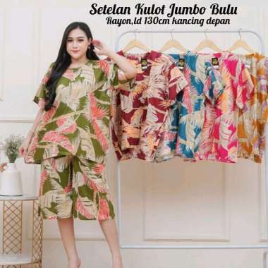 Setelan Kulot Jumbo Daun plus celana pendek wanita jumbo terbaru busui
