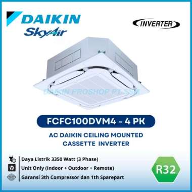 AC Daikin Cassette Inverter 4PK 3Phase FCFC100DVM4 Wireless-Thailand