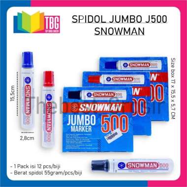 1 PCS SPIDOL JUMBO J500 (PERMANEN) SNOWMAN/ SPIDOL PERMANENT/ SPIDOL SNOWMAN/ SPIDOL WARNA HITAM R-1