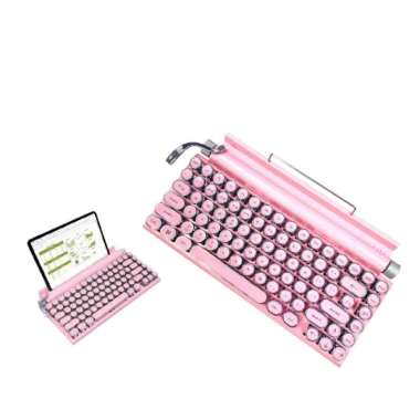 Retro Bluetooth Mechanical Keyboard | Vintage TYPEWRITER Ipad Laptop pink