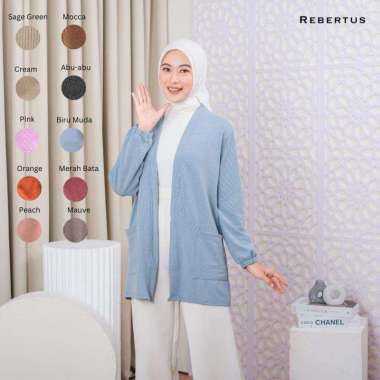 Outer Cardigan Lengan Panjang Wanita Rebertus merah bata