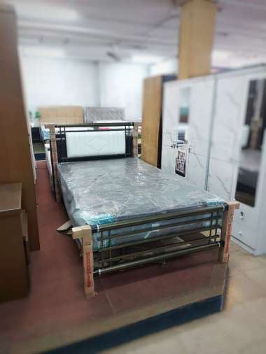 SET Ranjang Besi Single + Kasur Springbed 120 + BONUS Bantal + Guling - Tempat Tidur Anak dan Dewasa