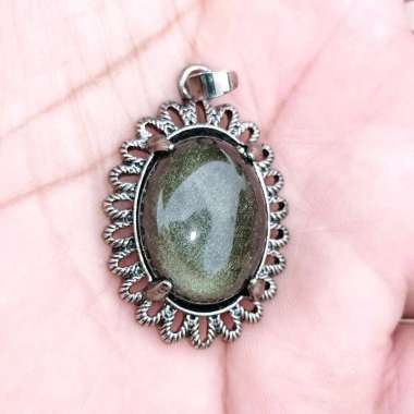 Liontin Batu Akik Natural Obsidian Bulu Monyet / Bulmon Jumbo Big