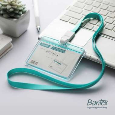 ID Card Holder tranparent- Landscape merk Bantex 8867 biru transparant