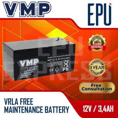 Aki Kering VMP 12V 3.4AH Baterai Timbangan VRLA Batere Aki Mainan PABX