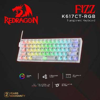 Redragon Mechanical Gaming Keyboard Transparent RGB Fizz - K617CT K617CTB-RGB