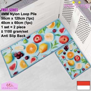 Tren-D-rugs Karpet keset kaki anak buah fruit printing dapur set panjang lorong runner koridor showe