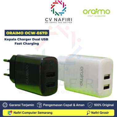 FIREFLY 2U OCW-E67D ORAIMO KEPALA CHARGER ADAPTOR DUAL USB 2.4A 5V FAST CHARGING putih