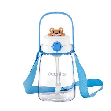 Ecentio Botol Minum 1200ml Anak Dan Sedotan Besar Anti Tumpah Botol Air BPA FREE pink