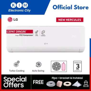 AC LG H07TN4 0.75 PK 640W 7.000 Btu NEW HERCULES STANDARD TURBO COOLING R32 [GARANSI RESMI] PAKET IN