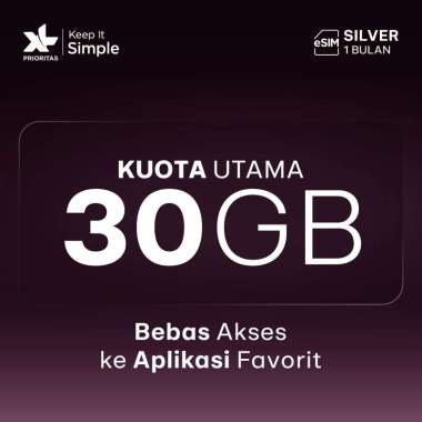 BARU! eSIM XL PRIORITAS Silver Unlimited FUP 30GB/bln