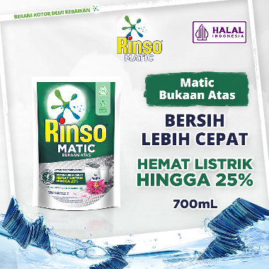 Rinso Matic Bukaan Atas Hemat Energi Liquid Detergent Cair [700 mL]