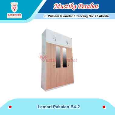 Lemari Pakaian Besi 4 Pintu / Lemari Baju B42 Karsindo