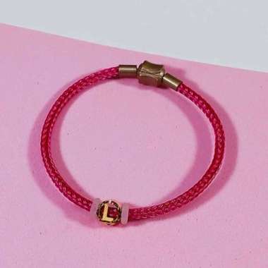 Gelang Tali Inisial Huruf L Bulat Elegant Emas Asli