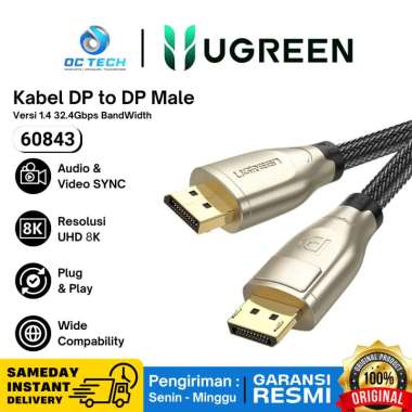 Ugreen Kabel DisplayPort to DisplayPort 1.4 8K Male to Male DP 2M 2 Meter Nylon Ugreen 60843 Garansi
