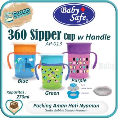 Baby Safe (AP013) 360 Sipper Cup with Handle 270ml / Gelas Anti Tumpah Purple