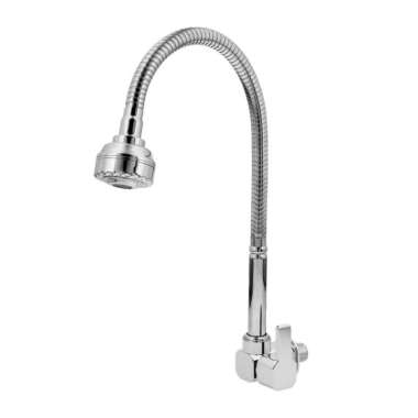 VONE Kran Cuci Piring Fleksibel Angsa Keran Sink Dapur Tanam Tembok Chrome Black Tembok 3210-66