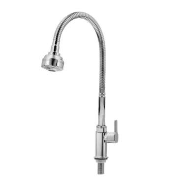 VONE Kran Cuci Piring Fleksibel Angsa Keran Sink Dapur Tanam Tembok Chrome Black Tanam 3510-66