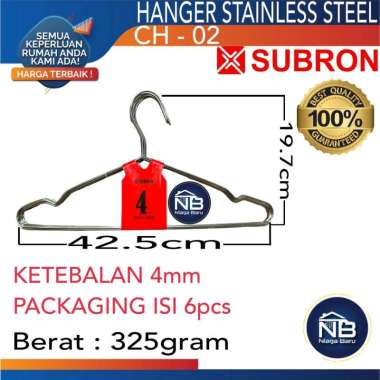 Gantungan Baju Subron Hanger Stainless Steel 4 mm isi 6 pcs