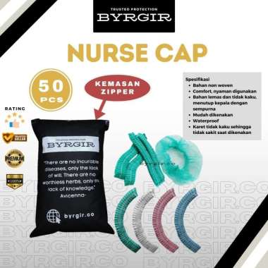 Disposable Hair Net Disposal Topi Penutup Pelindung Kepala Head Mob Surgical Shower Nurse Cap Pink