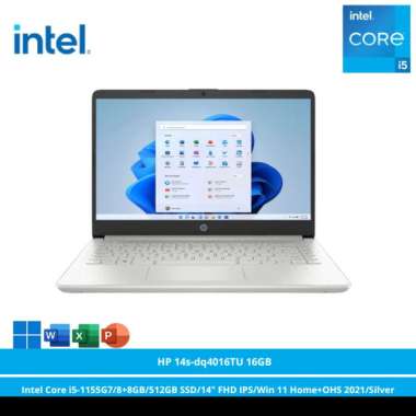 HP 14s-dq4016TU [Core i5-1155G7/8GB/512GB SSD/14″ FHD IPS/Win 11 Home+OHS 2021/Silver]