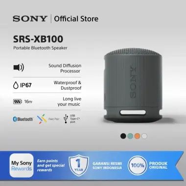 Speaker Sony SRS-XB100 Portable Wireless Speaker Bluetooth Extra Super Bass Battery Up to 16h Android & IOS