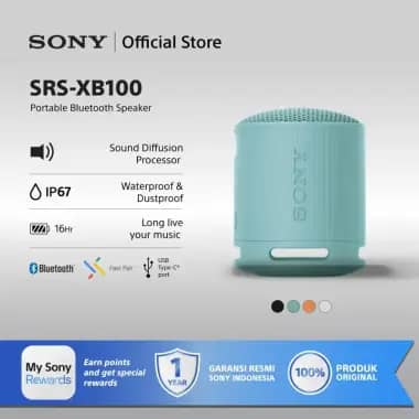 Speaker Sony SRS-XB100 Portable Wireless Speaker Bluetooth Extra Super Bass Battery Up to 16h Android & IOS