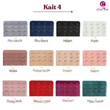 Chelyne Kaitan BH (Bra Extention) Penambah Panjang BH - Tersedia 3 Ukuran Penyambung Bra. KAIT 4 HIJ