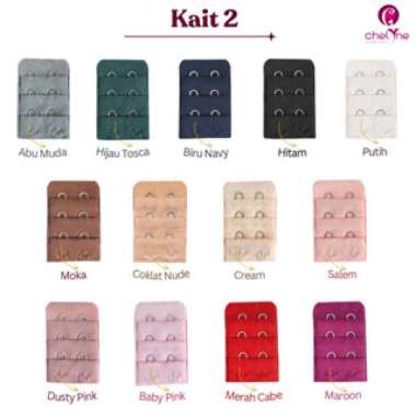 Chelyne Kaitan BH (Bra Extention) Penambah Panjang BH - Tersedia 3 Ukuran Penyambung Bra. KAIT 2 HIJ
