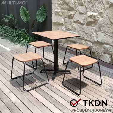 Meja Kafe Seahorse Florida - Meja Kayu Kotak Meja Cafe Meja Teras Foodcurt / Meja Satu Kaki Stainles