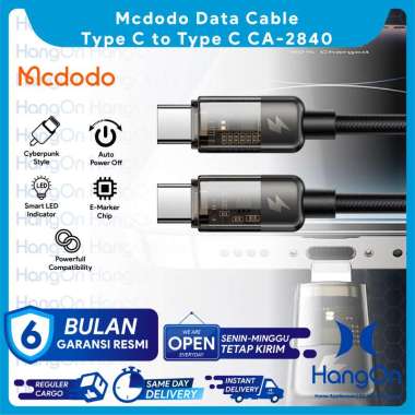 Mcdodo CA-2840 Kabel Data Transparan Type C to Type C Auto Power Off