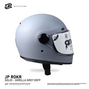 Helm Fullface Retro JP Rokr - Solid XL Gorilla Grey Doff