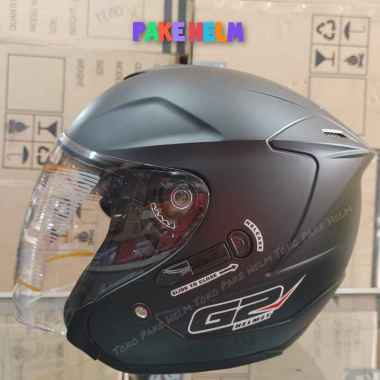 Helm half face G2 optimax/helm double visor/helm murah SNI Black Doff M