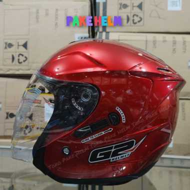 Helm half face G2 optimax double visor murah SNI Marun Gloss M