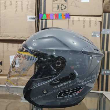Helm half face G2 optimax/helm double visor/helm murah Dark Grey Gloss L
