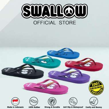 Swallow Sandal Jepit Emoji - Sendal Karet Dewasa Wanita Pria Anti Selip Red uk 9,5