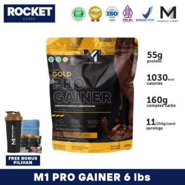 M1 Muscle First Gold Pro Gainer 6 Lbs Weight Mass Gainer BPOM Melon