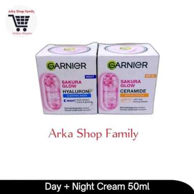 GARNIER Sakura Glow Hyaluron Paket Krim Malam + Crea Siang 50ml Day Night