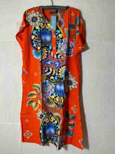 Daster Pendek Jumbo Batik Kencana Ungu Label Biru - Daster kencana ungu model L3 KUB motif 3