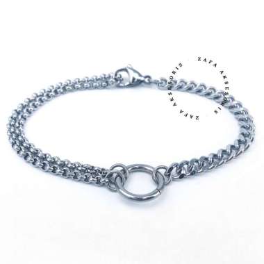 Zafa Gelang Tangan Pria Rantai Stainless Steel Fashion Korea - Duke Silver