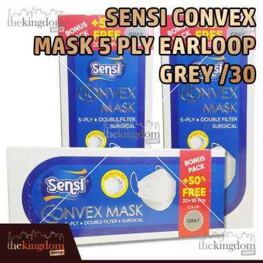 Sensi Mask 4Ply Earloop Grey Convex Mask 4 Ply Evo Plusmed /20 Masker Sensi Abu Abu