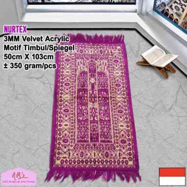 Nurtex - Sajadah sejadah midi beludru bulu turki turkey murah 50 cm x 103 cm acak random - NMs Ungu 