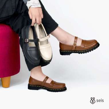SEIS Clover Sepatu Docmart Wanita / Loafers Wanita 37 black