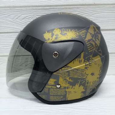 HELM EVOLUTION NEWS HALF FACE MODEL GM EVO NEWS- GREY DOFF GOLD